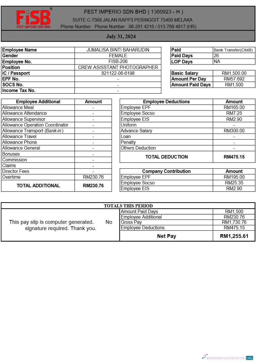 Download Fest Imperio payslip template in Word and PDF formats.pdf, 1 Photoshop template